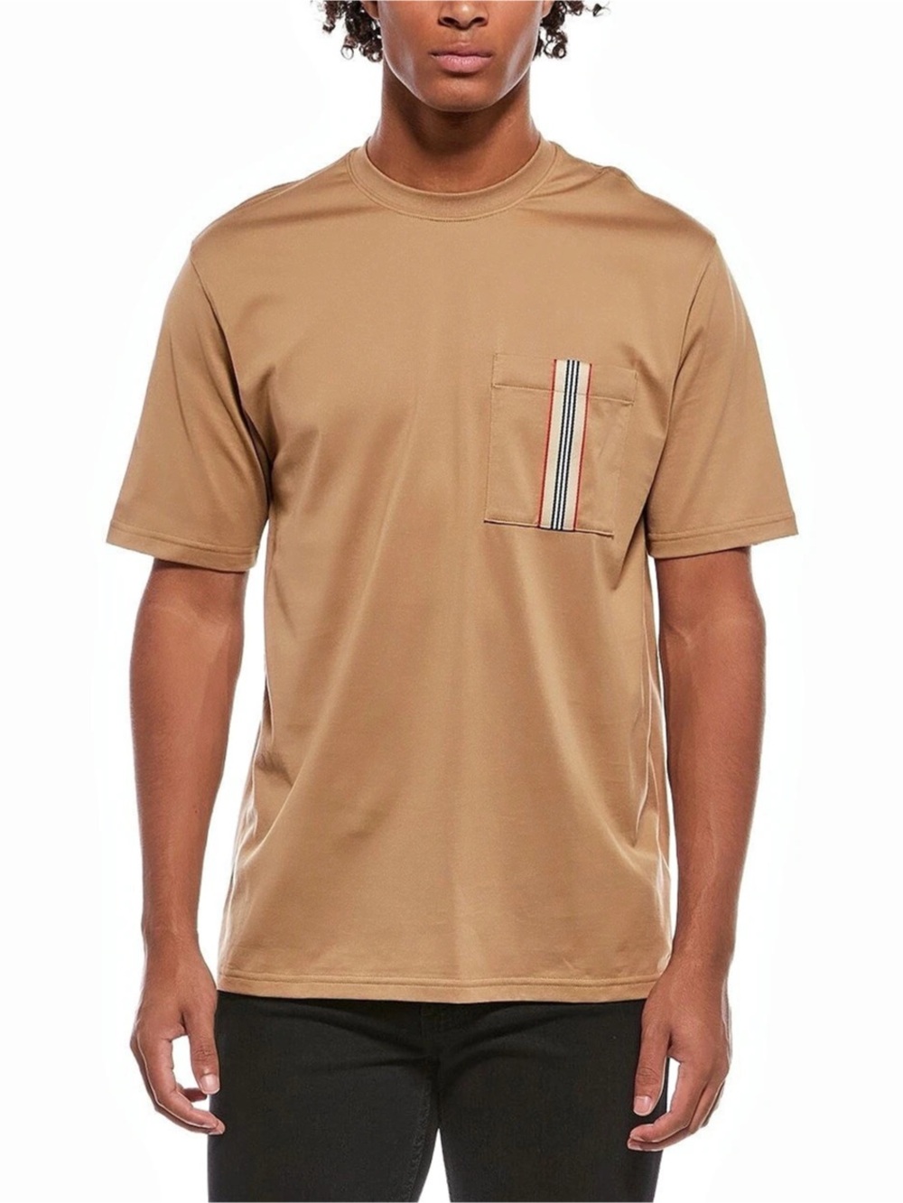 Burberry Icon Stripe Pocket Cotton T-shirt Men's Brown Large